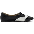 thumbnail image 5 of Ollio Women's Shoes Flat Wingtip Lace Up Pointed Toe Two Tone Oxford F131, 5 of 6