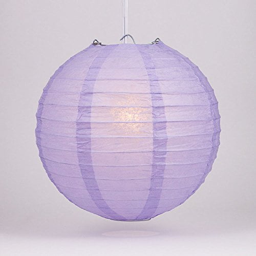 Luna Bazaar Paper Lantern (10-Inch, Parallel Style Ribbed, Purple) - Rice Paper Chinese/Japanese Hanging Decoration - For Home Decor, Parties, and Weddings