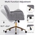 thumbnail image 3 of PAPROOS Vanity Chair with Back, Home Office Chair, Ergonomic Home Desk Chair with Artificial Rabbit Hair, Adjustable Swivel Task Computer Chair with Arm, Wheels, Gray, 3 of 9