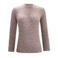 thumbnail image 4 of Women's Fall Slim Ribbed Knit Long Sleeve Tops Sweater Mock Turtleneck Stretch Shirts Basic Casual Solid Color Pullover, 4 of 5