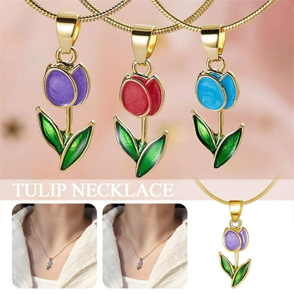 SSKFHGI Stylish Tulip Lock Necklace with Gold Chain Wholesale Womens Jewelry Hot J9