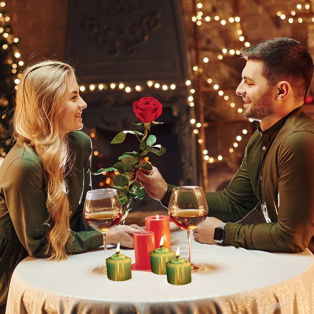 Decoraciones para San Valentín, adornos para San Valentín, regalos para San Valentín, 12 velas flotantes para fiestas de bodas, velas votivas pequeñas, mini velas redondas, velas de té para bodas, vel