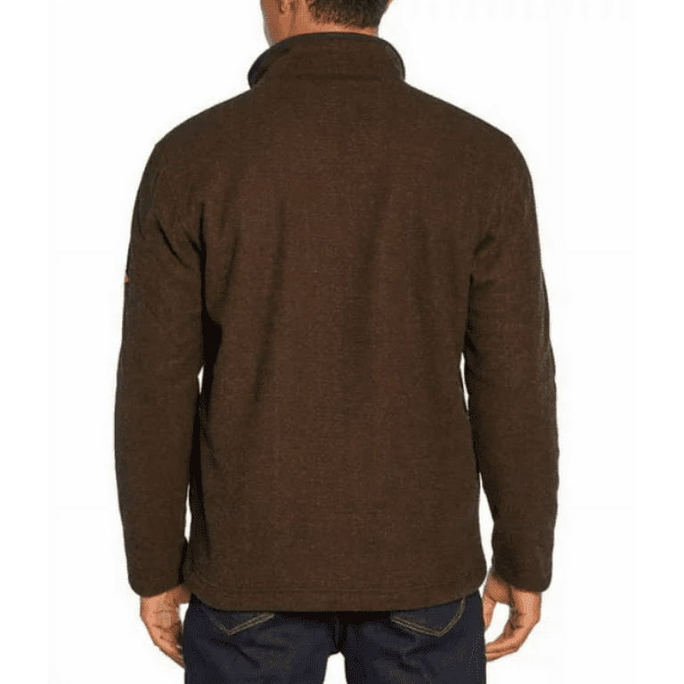 Orvis Men's Fleece Lined Quarter 1/4 Zip Pullover Sweater, Brown Size Medium