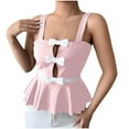 thumbnail image 2 of Womens Tank Tops Bowknot Front Cutout Tops Going Out Outfits Summer Trendy Clothes Pink Plus M, 2 of 3
