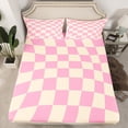 thumbnail image 2 of Feelyou Pink Fashion Check Bed Sheets, Cartoon Pixelate Miner King Sheets, Modern Plaid Buffalo Sheet Set, Breathable Home Decor, 4 Pieces, 2 of 7