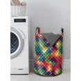 thumbnail image 3 of Abstract Laundry Bag, Colorful Intertwined Circles Pattern Vintage Geometric Composition Mosaic Design, Basket with Handles Drawstring Closure for Laundromats, 13" x 19", Multicolor, by Ambesonne, 3 of 4