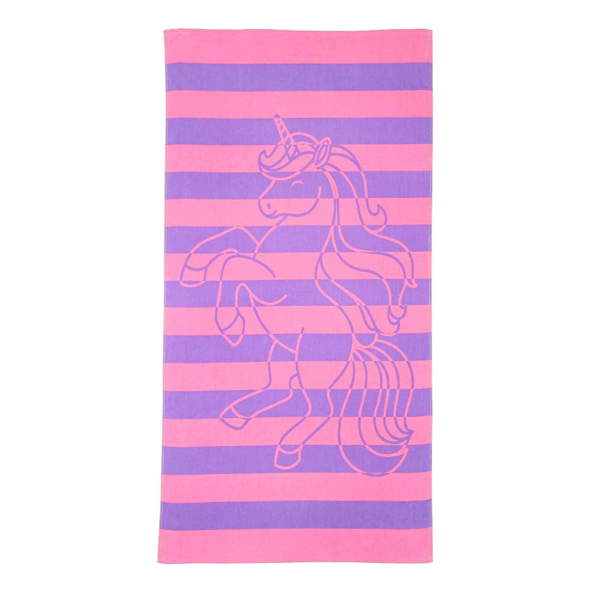 Serviette de plage à rayures licorne Mainstays, 60 po x 30 po, multicolore