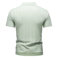 thumbnail image 3 of Ceisia Men's Textured Knit Quarter-Zip Polo Shirt with Color Block Design Green XL Gifts for Father, 3 of 5