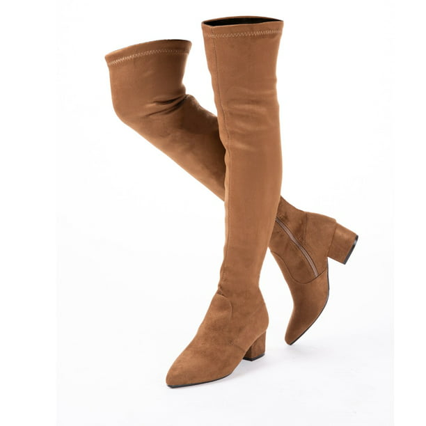 Women Boots Over Knee Long Boots Fashion Boots Heels Autumn Quality Suede Comfort Heels Brown 7 - Walmart.com