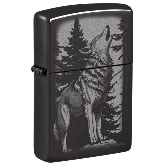 Zippo Pocket Lighter Howling Wolf Design High Polish Black (Black Howling Wolf)
