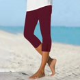 thumbnail image 2 of QHFBli Lounge Leggings for Women Summer Women's Fashion Casual Solid Hollowed Out 3/4 Length Capri Pants for Everyday Wear Comfortable Stretchy High, 2 of 4