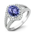 thumbnail image 2 of 2.56 cts Tanzanite Split Shank 925 Sterling Silver Solitaire Halo Valentines Day Gifts Ring, 2 of 3