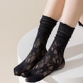 thumbnail image 4 of Jiibva Flip Flop Socks 1 Pairs Lace Toe Socks Women Tabi Geta Socks Hollow Out Mesh High Tube Cotton Socks With Separate Fingers, 4 of 7