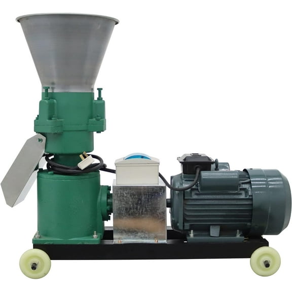 Chicken Feed Grinder Pellet Mill Machine Farm Animal Food Granulator 10mm Holes Plate 3 Head Rollers 200KG/H