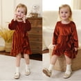 thumbnail image 2 of Younger Tree Kids Toddler Thanksgiving Dress Baby Girls Fall Dresses Ruffle Long Sleeve Bowknot Casual Winter Dress for 18-24 Months, 2 of 7