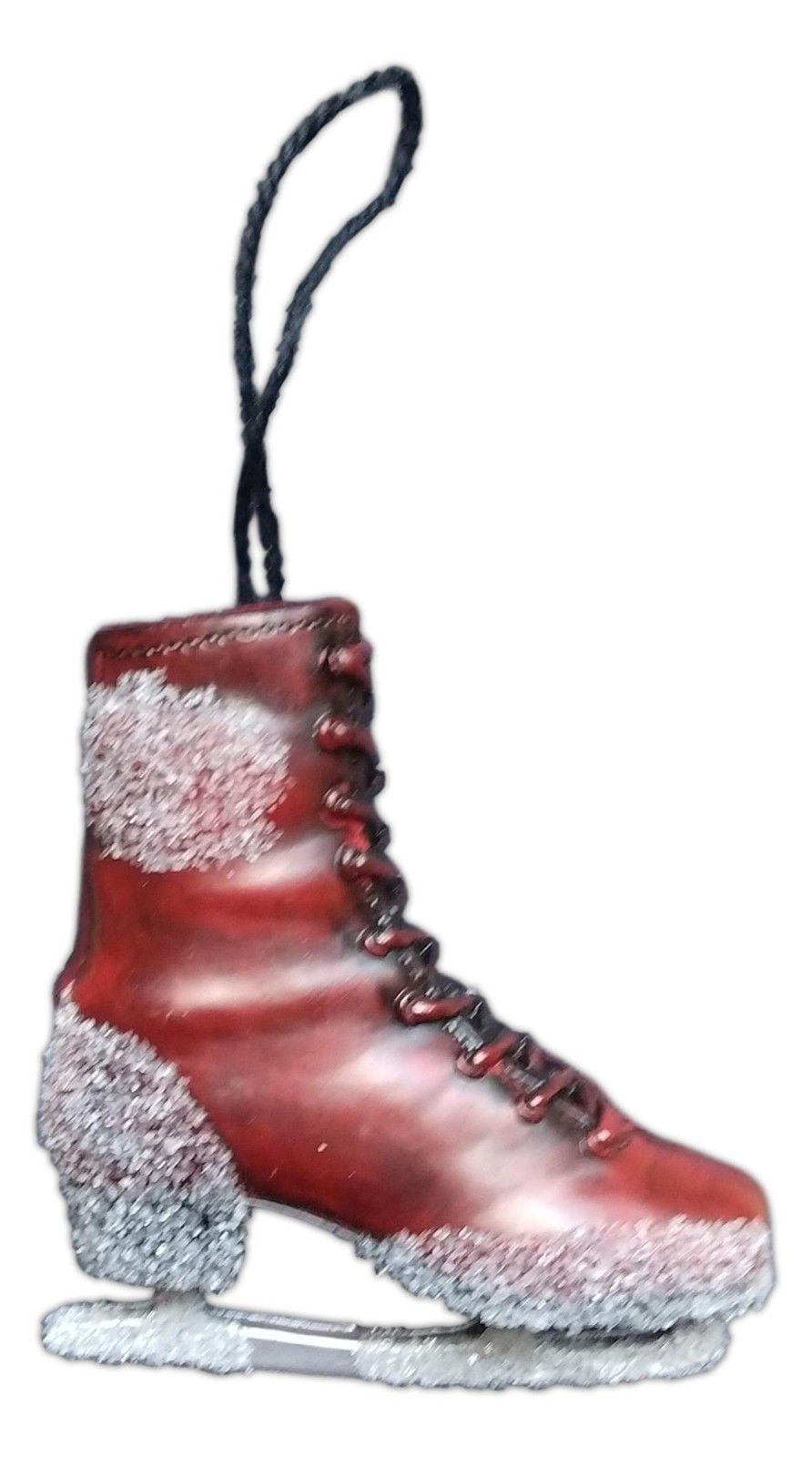 VintageStyle Burgundy ICE SKATE Christmas Ornament, by Country House