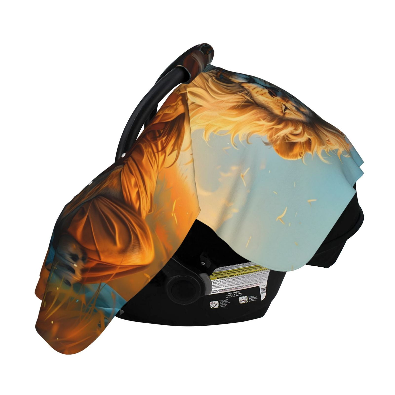 Naloa Prairie Meditating Lion Baby Car Seat Cover, Breathable Baby Carrier Cover, Multiuse Baby Carrier Cover & Nursing Breastfeeding Cover