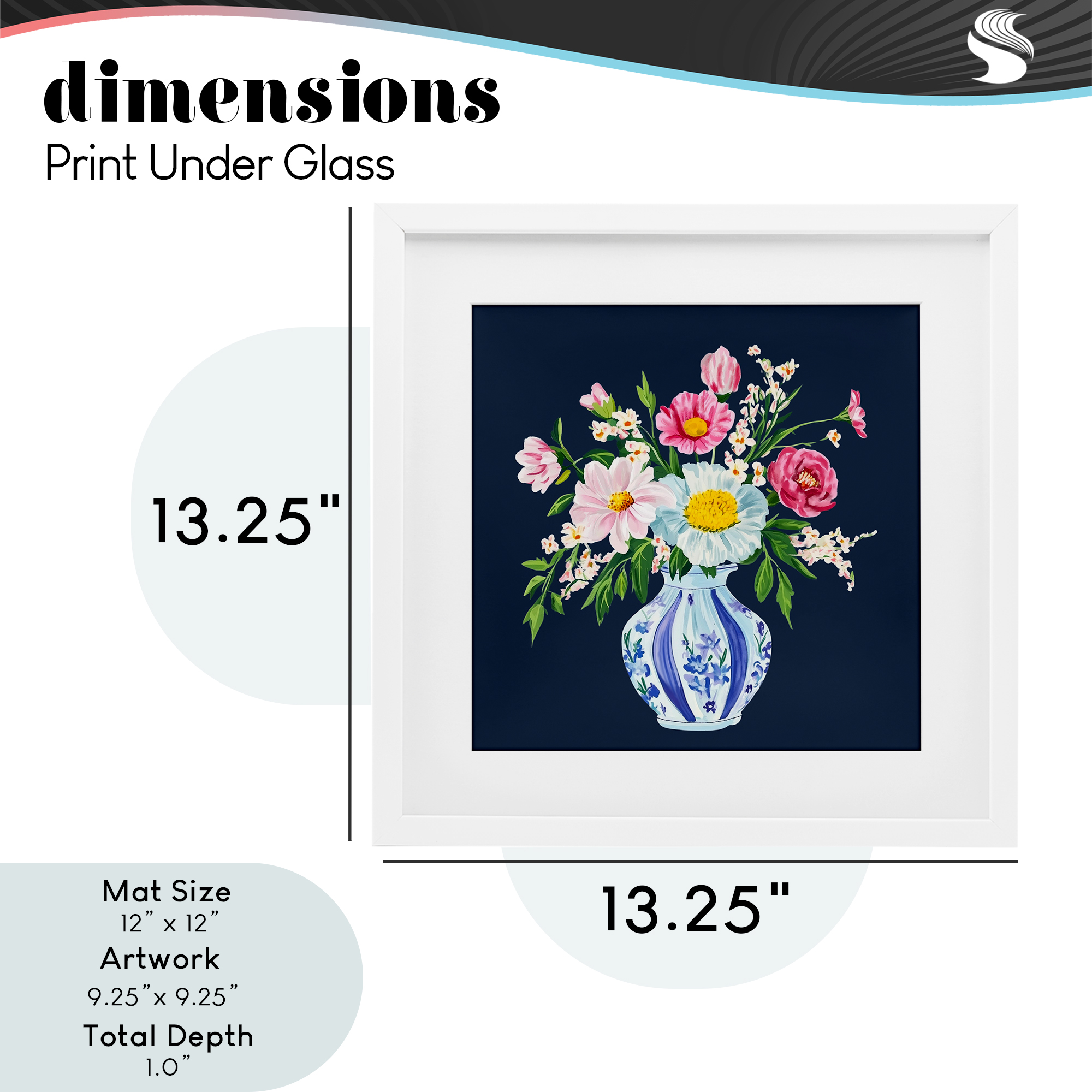 Spring Chinoiserie Vase White Framed Print Under Glass, design by Yen