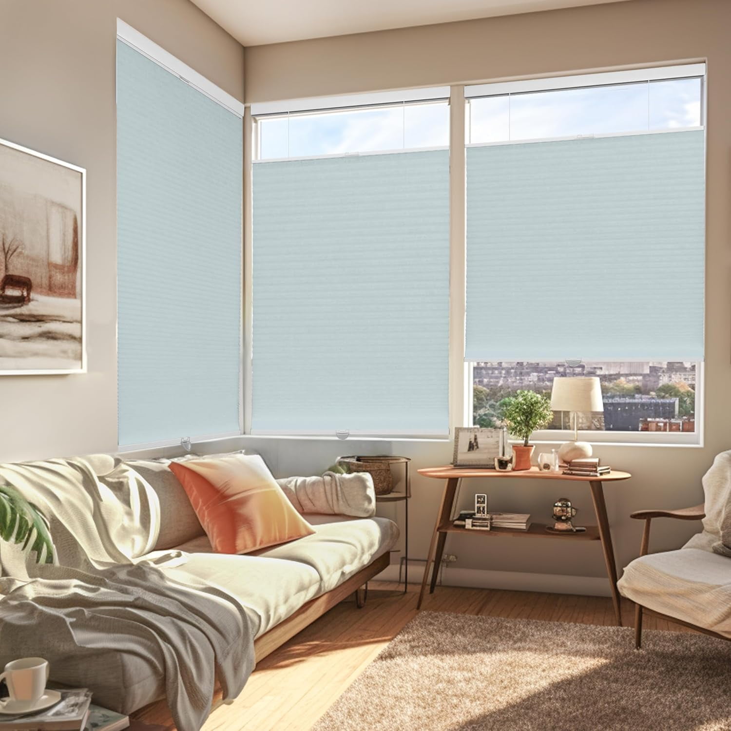 Chicology Cloud Light Filtering Cordless Top Down Bottom Up Cellular Shades 71.25 in. W x 72 in. L