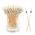 thumbnail image 1 of Palillos HQIOA de bambú para cocteles, 400 unidades, 12 cm, parte superior plateada, 1 of 7