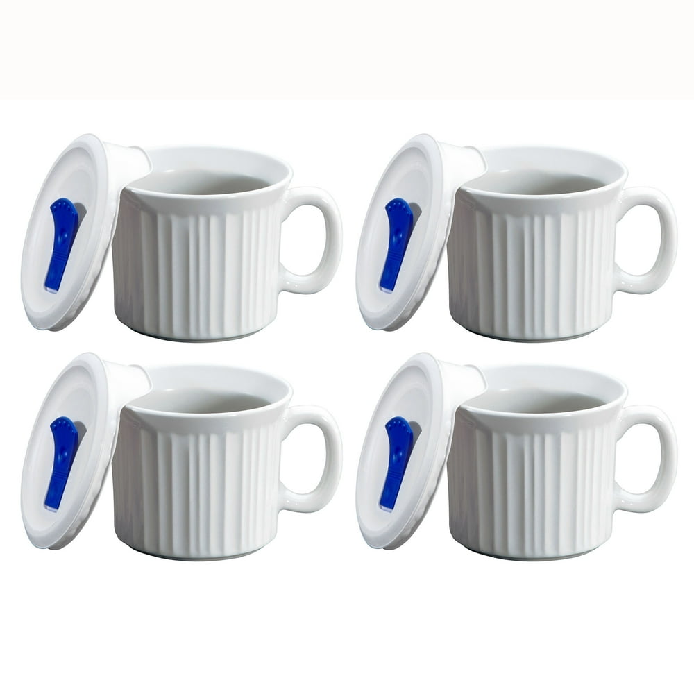 Corningware 1035985 20oz French White Meal Mug with Lid (4Pack)