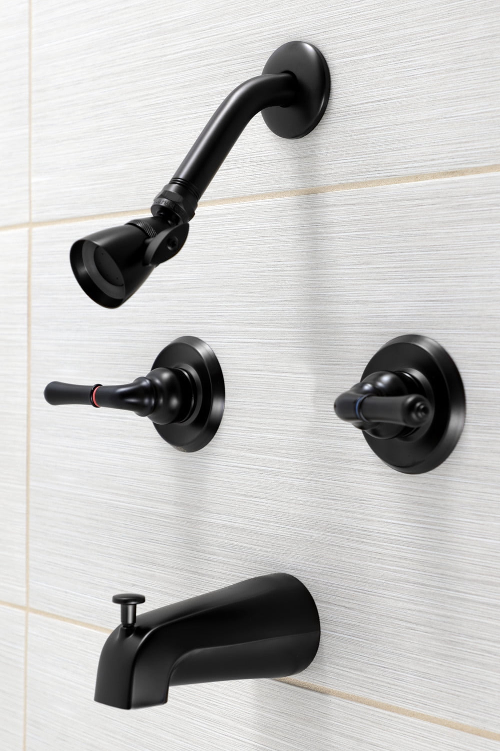Kingston Brass KB240 Magellan Two-Handle Tub and Shower Faucet, Matte Black
