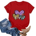 thumbnail image 5 of Fvwitlyh Chemises Cœur Femmes Mode Féminine pour Hauts Décontractés Manches Courtes Col Rond T-Shirt Imprimé Ample Rouge, TG, 5 of 5