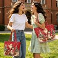 thumbnail image 2 of XYZCANDO Red Christmas Santa Snowman Print Quilted Shoulder Tote Bag Large Capacity Reusable Handbag for Holiday Shopping Grocery Travel Daily Use, 2 of 7