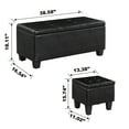 thumbnail image 3 of 3-Piece Storage Ottoman Bench Set with 1 Large Bench and 2 Small Ottoman, PU Leather Storage Bench with Plastic Legs for Living Room, Entryway, Hallway, Bedroom, Black, 3 of 7