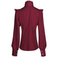 thumbnail image 5 of HongQid Victorian Blouse Womens Gothic Shirt Vintage Long Sleeve Lotus Ruffle Stand Collar Tops, 5 of 9