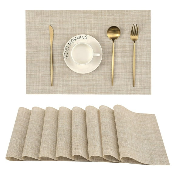 Juego de 8 manteles individuales Leetaltree, color beige, resistentes al calor y antideslizantes