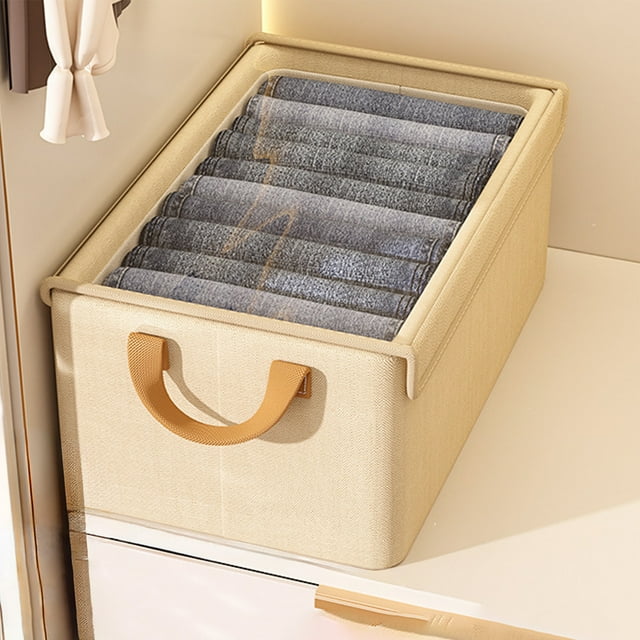XYAIYT Large Capacity Foldable Fabric Storage Box with Lid for Clothes,Underwear,Toys Daily,Petionic Material,Perfect for Wardrobe Household Organization,22L Capacity(Beige)