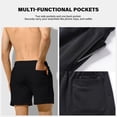 thumbnail image 2 of Men's Cotton Shorts with Pockets and Elastic Wasit Soft Casual Lounge Jogging Shorts, 5" Inseam, Black, 2 of 7