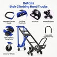 thumbnail image 3 of Veeboto 1000lbs Hand Truck Dolly Cart, 3-in-1 Heavy-Duty Industrial Aluminum Folding Stair Climbing Cart with Solid Wheels for Moving, Travel, Office Use, Blue, 3 of 5