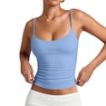 thumbnail image 6 of Voska Women's Basic Double Lined Scoop Neck Tank Tops Summer Cami Top | Adjustable Spaghetti Strap,Soft Skin Stretch,Slim Fit for Everyday Wear Sky Blue XS, 6 of 7