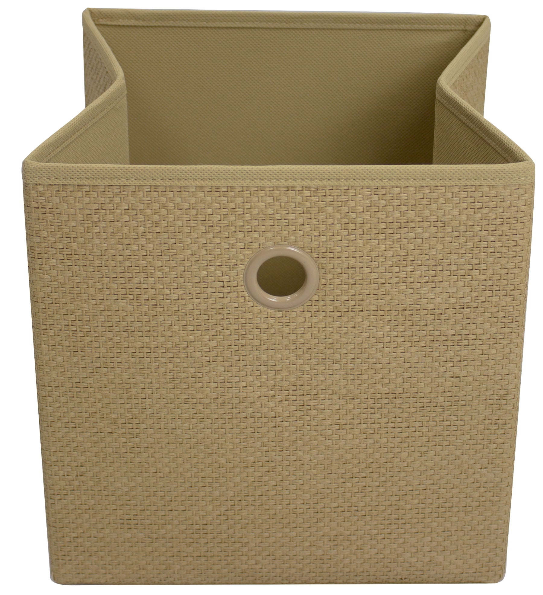 (2 pack) Mainstays Collapsible Fabric Cube Storage Bin, Natural Woven