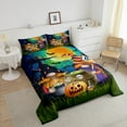 thumbnail image 3 of Halloween Gnome Bedding Comforter Sets Magical World Theme Bedding Pumpkin Lantern Skulls Decor Comforter Set Sugar Trick Or Treat Dark Moon Bat Decorations Quilt Queen Size, 3 of 6