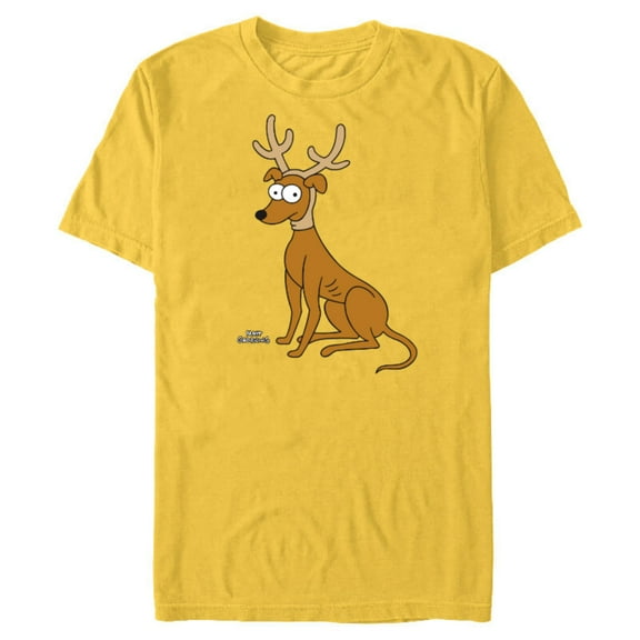 The Simpsons Santa’s Little Helper Reindeer Ears Holiday - Short Sleeve Blended T-Shirt for Adults – Customized-Yellow