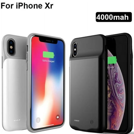 iPhone XR Battery Case, Exgreem 4500mAh Ultra Thin Rechargeable Portable Power Charging Case for iPhone XR Extended Battery Pack Power Bank Charger Case (Black)