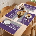 thumbnail image 5 of Retro Purple Placemats Set of 4, Gray Floral Striped Pattern Stitching Art Non-Slip Place Mats Washable Table Mats for Kitchen Dining Table Decorations Indoor/Outdoor, 5 of 9