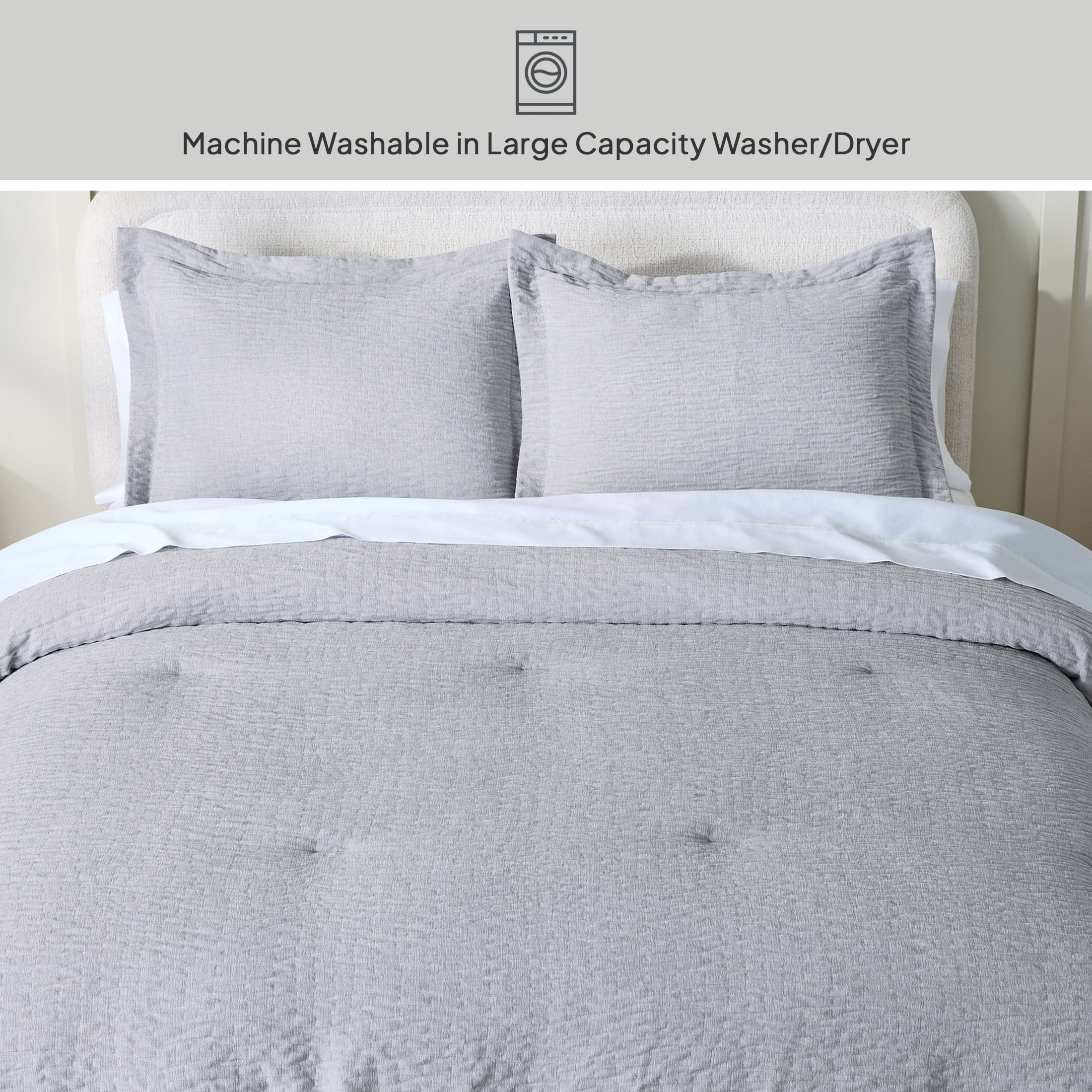 Better Homes & Gardens 3-Piece Soft Silver Rippled Chenille Comforter Set, King