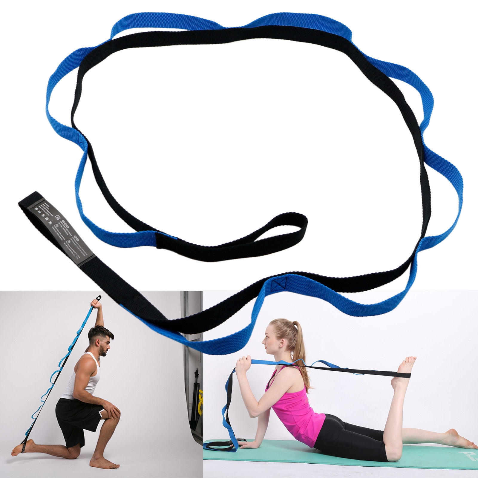 EEEKit Yoga Strap, 10 Fixed Loops Exercise Yoga Stretching Out Strap