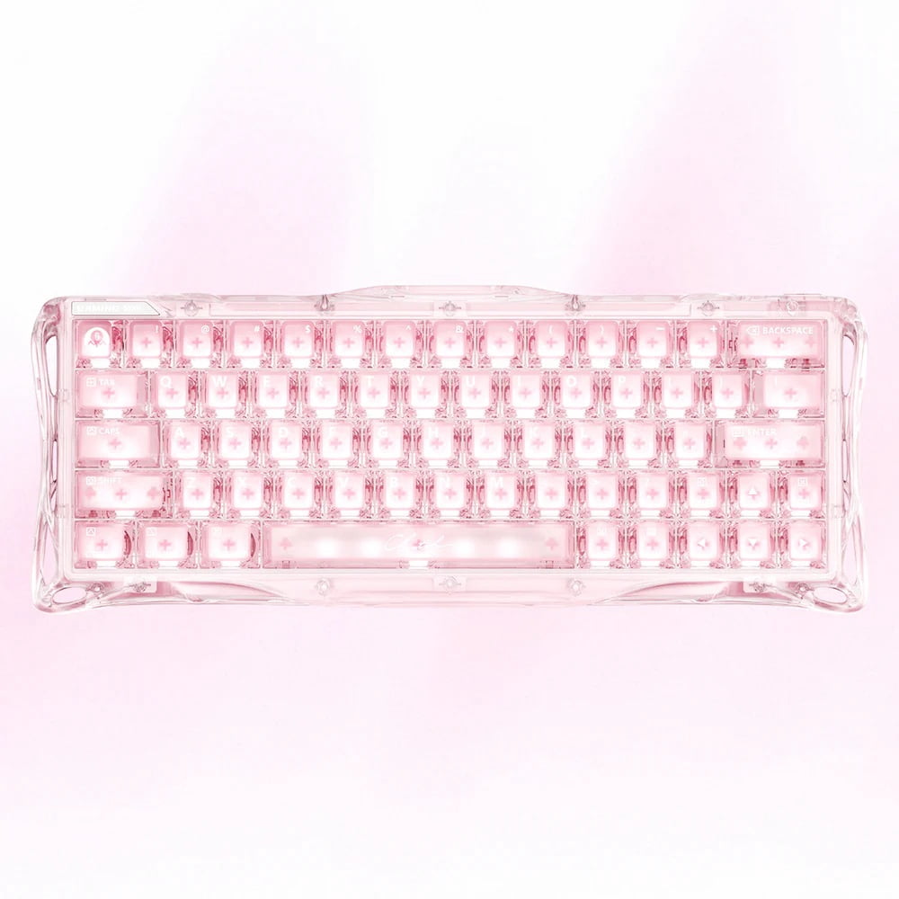 GravaStar Mercury V60 Crystal Rose 60% Gaming Keyboard - Magnetic Hall Effect Switches, 8K Polling, Rapid Trigger, Adjustable Actuation - Crystal Rose