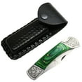 thumbnail image 2 of TheBoneEdge 9" Green Wood Handle Stainless Steel Blade Folding Knife With Leather Pouch, 2 of 2