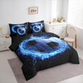 thumbnail image 4 of Manfei Blue Cartoon Football 7-Piece Twin Bedding Sets, Soccer Sports Lover Bedding Comforter Set, Teens Kids Boys Reversible Sheet Sets, Breathable Home Decor, 4 of 8