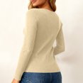 thumbnail image 4 of Women's Long Sleeve Henley Tops Ribbed Knit Slim Fitted Trendy T Shirt Basic Tees Layer 2025 Fall Fashion Outfits Beige L, 4 of 5