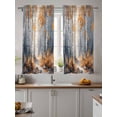thumbnail image 2 of Orange Navy Blue Curtains 45 Inch Length, Sheer Curtains for Bedroom Living Room Window Modern Oil Painting Art Forest Rod Pocket Voile Drapes Kitchen Curtains Small Half Window 42"x45" 2 Panels, 2 of 6