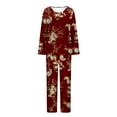 thumbnail image 3 of qolati Womens 2 Piece Pajama Sets Floral Print Long Sleeve Tops with Wide Legs Pants Sleepwear Matching Outfits Comfortable Soft Loungewear Pjs Suits, 3 of 4