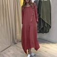 thumbnail image 5 of Ashirexll Long Sleeve Maxi Dress, Womens Fall Dresses, Ladies Plus Size Casual Round Neck Long Sleeve Dresses Solid Color Linen Long Dress, 5 of 6