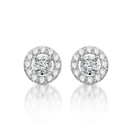 - Allure 1 CTTW Diamond Frame Stud Earrings in 10K White Gold (I-J, I2)